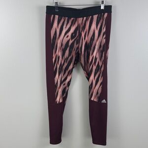 ✨3/$25✨ Adidas Burgundy and Pink Graphic Leggings - XL